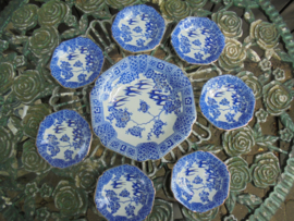 Petit fourset met zwaluwen en goud accenten in blauw / wit