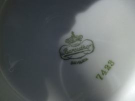 Koffiepot Bareuther Bavaria met roze roosjes en kleine blauwe bloemetjes