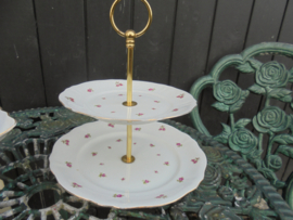 2 laags etagere Mitterteich met roze/rode roosjes