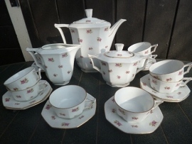 Art Deco Koffieservies Victoria met roze roosjes