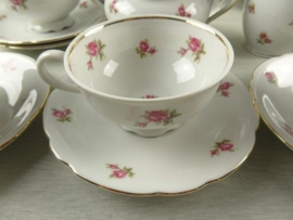 Koffieservies Bareuther Barok met roze/rode roosjes