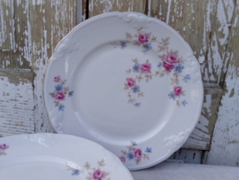 Bolle Buik Theepot met roze roosjes en blauwe bloemetjes