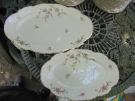 Enorm 12 persoons (!) Dinerservies Hertel Jacob Bavaria met roze roosjes / bloemetjes guirlande