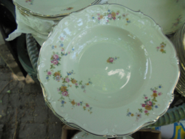 Enorm 12 persoons (!) Dinerservies Hertel Jacob Bavaria met roze roosjes / bloemetjes guirlande