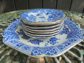 Petit fourset met zwaluwen en goud accenten in blauw / wit