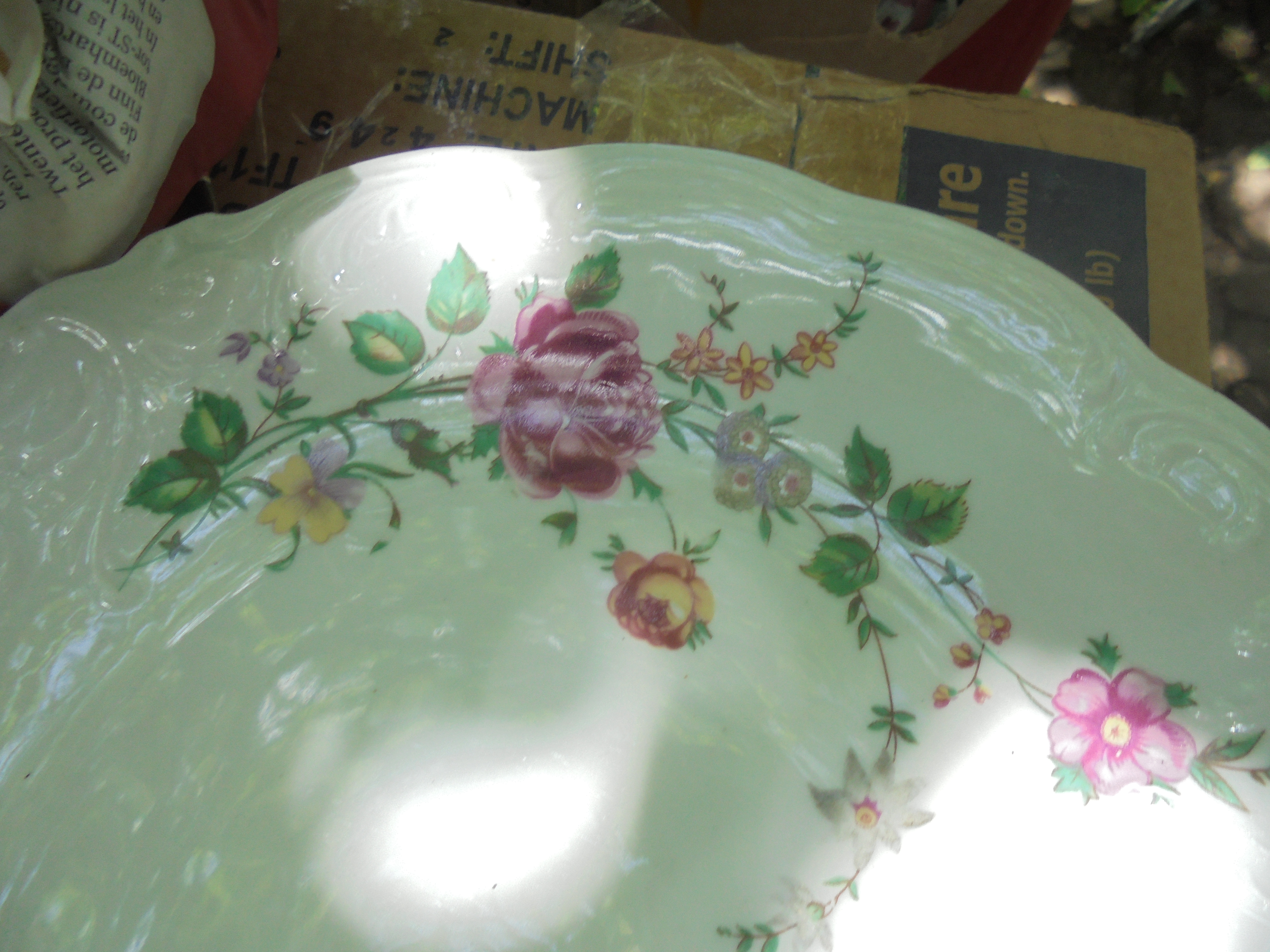 Dinerbord Wawel met grote bloemtak/rode roos