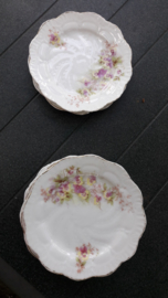 Gebakschotel met paars/gele viooltjes