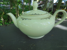 Theepot Bavaria 2 zwaardjes gemerkt met art deco rand decor zwart/grijs bloemetje