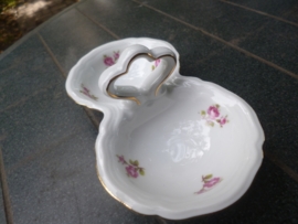 ZELDZAAM!! Schattig Zout en Peper schaaltje Marie Luise met roze/rode roosjes