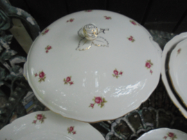 Soepterrine Seltmann Weiden Bavaria "Rose" met roze roosjes en roosknop het deksel