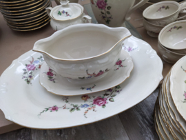 Dinerservies TULOWICE met grote bloemtak met oa. roze/rode roos