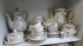 Koffieservies Winterling Marktleuthen Windsor met roze en gele roosjes guirlandertjes