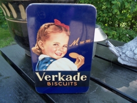 Nostalgisch Verkade blik "de meisjes van Verkade" donkerblauw