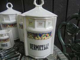 Brocante Voorraadpot Groot met Art Deco boemrand "VERMICELLE"