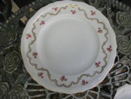 Dinerbord Rheinkrone Bavaria met roze roosjes en goudlusters
