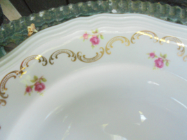 Dinerbord Rheinkrone Bavaria met roze roosjes en goudlusters