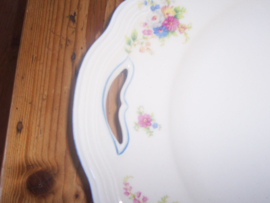 Gebakschaal Seltmann Weiden Marie Luise met bloemboeketjes / roze roosjes en blauw randje