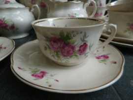 Koffie servies Chodziez met roze roosjes