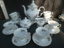 Koffieservies Wawel met wilde roze/rode (struik) roos