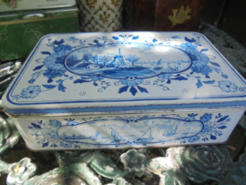 Blauw / Wit Verkade blik met Nederlands Landschap / Molens