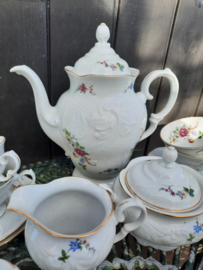 Koffieservies Walbrzych met grote bloemtak / roze roos 6 persoons
