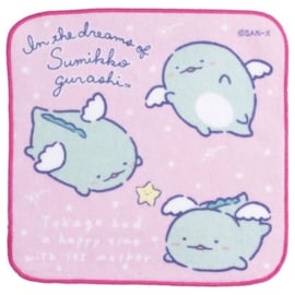 Mini Handdoekje 21 x 21 cm Sumikkogurashi Tokage No Yume Pink