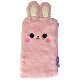 Fluffy Pencil Case Pink Bunny