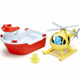 Greentoys rescue boat met helicopter