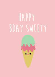 Postkaart - Happy Birthday Sweetie ijsje