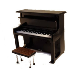 Miniatuur piano + bankje - zwart