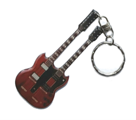 Sleutelhanger gitaar - SG double neck ( Jimmy Page, Led Zeppelin) roestvrij staal