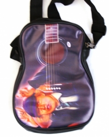 Schoudertas klein model gitaar met Angus Young afbeelding- leatherlook-