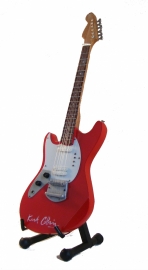 Miniatuurgitaar Kurt Cobain ( NIrvana)  - Fender Jagstang Red with Signed Custom Signature Guitar