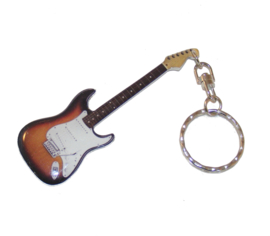 Sleutelhanger gitaar -  Stratocaster Sunburst ( Jimi Hendrix) roestvrij staal