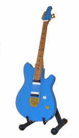 Miniatuurgitaar blauw - lijkt op gitaar van John Fogerty