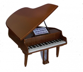 Miniatuur concertvleugel ( piano ) BRUIN + krukje  -gelakt hout-