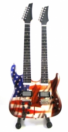 Miniatuurgitaar Ibanez Double neck Flag USA/Canada