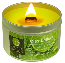 Citronella  Kaars  Klein  Blik - Vensterdeksel - Houtlont - Geur - 90 gram.