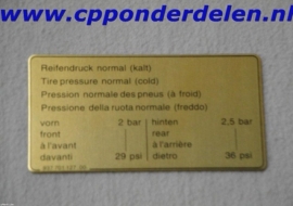 911252 Sticker Bandenspanning `84-`89