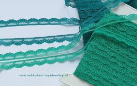 Artikel K1074 kant Nylon 15mm (Groen of Turquoise)