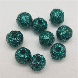 Glitter Kralen - Dark Turquoise Green - 4 mm