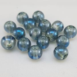 Glaskralen Greige-Blue - Half Diamond Coating 8 mm