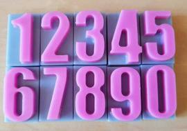 Blokje met cijfer 1 t/m 0 in Mica kleuren