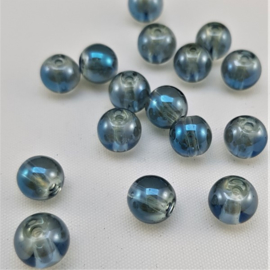 Glaskralen Greige-Blue - Half Diamond Coating 8 mm