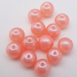 Glaskralen Pearl Glitter - Light Coral Rose - 6 mm
