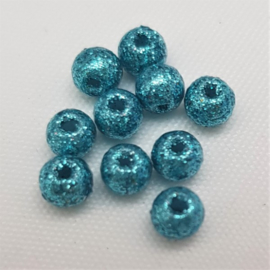 Glitter Kralen - Turquoise Blue - 4 mm