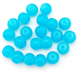 Glaskralen Opal Aqua Blue - 6 mm