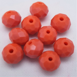 Top Facet 8 x 6 mm Disc Coral Red - Pearl Shine