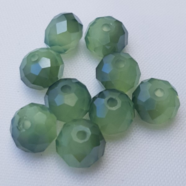 Top Facet Disc 8x6 mm - Crysolite Green Opal - PearlHigh Shine Coating