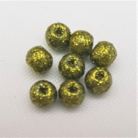 Glitter Kralen - Olive Green - 4 mm